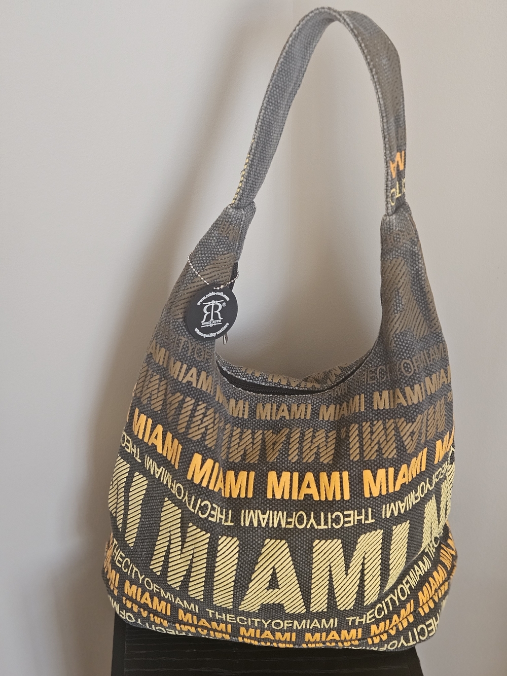 Robin Ruth Gray and Yellow 'MIAMI' Pattern Shoulder Bag